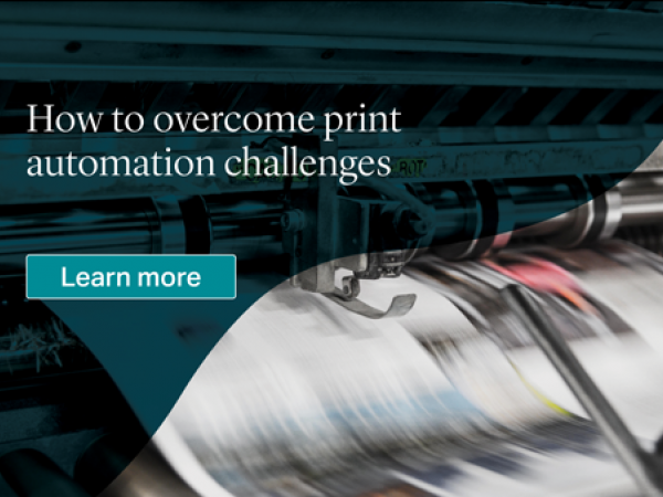 print automation teaser image of running printer machine 