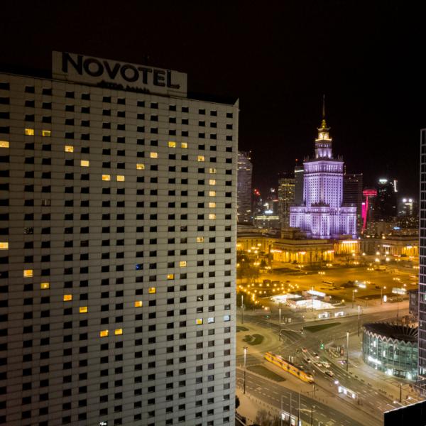 hotel building at night