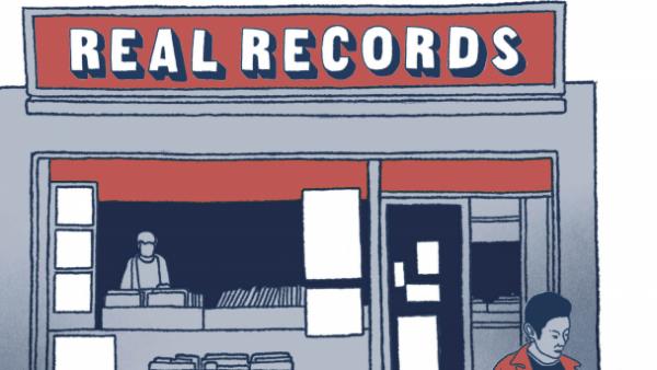 vinyl records shop illustration