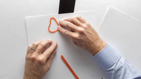 blind architect hands with tools