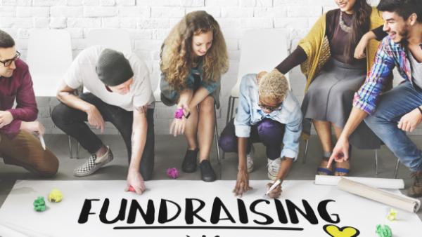 people around fundraising poster