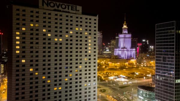 hotel building at night